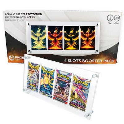 Phoenix Shield - Boite de Rangement - Protection Acrylique pour 4 Boosters POKEMON (Fermeture Magnétique)
